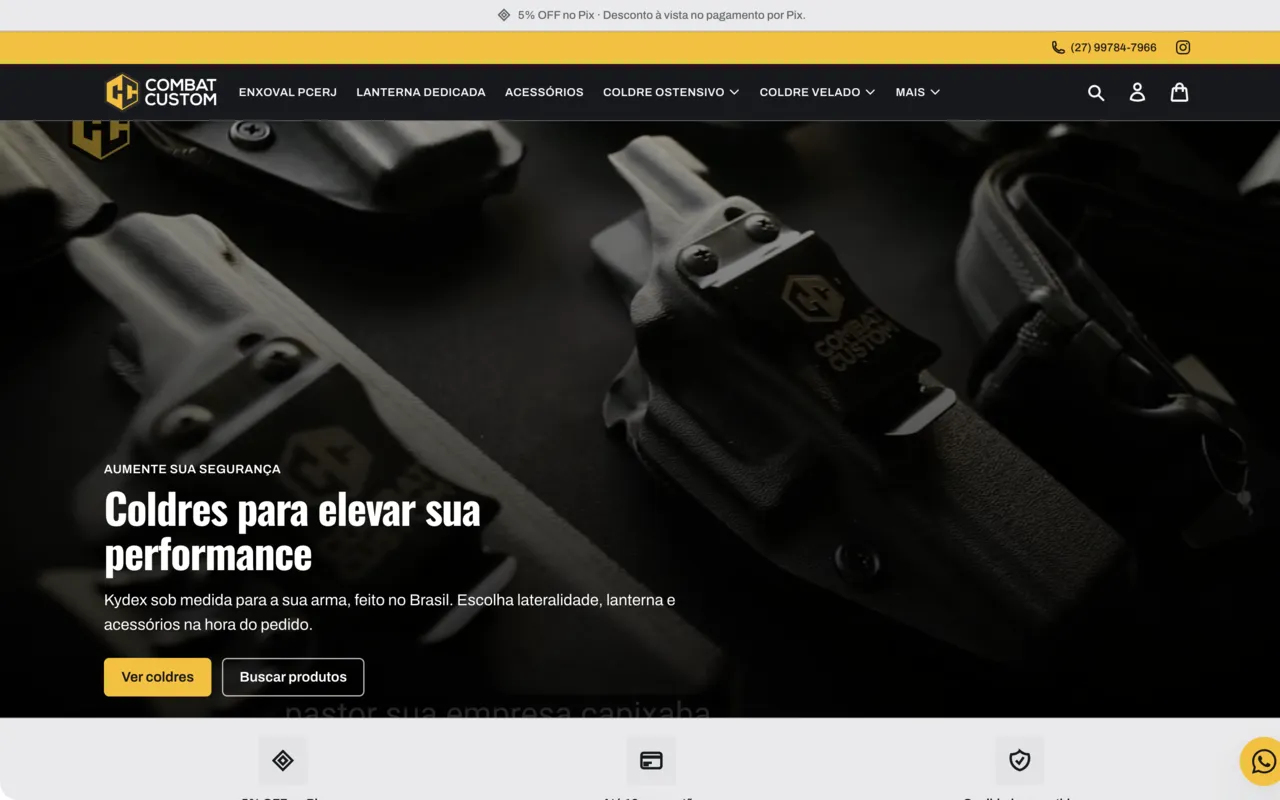 Loja Combat Custom, coldres de Kydex