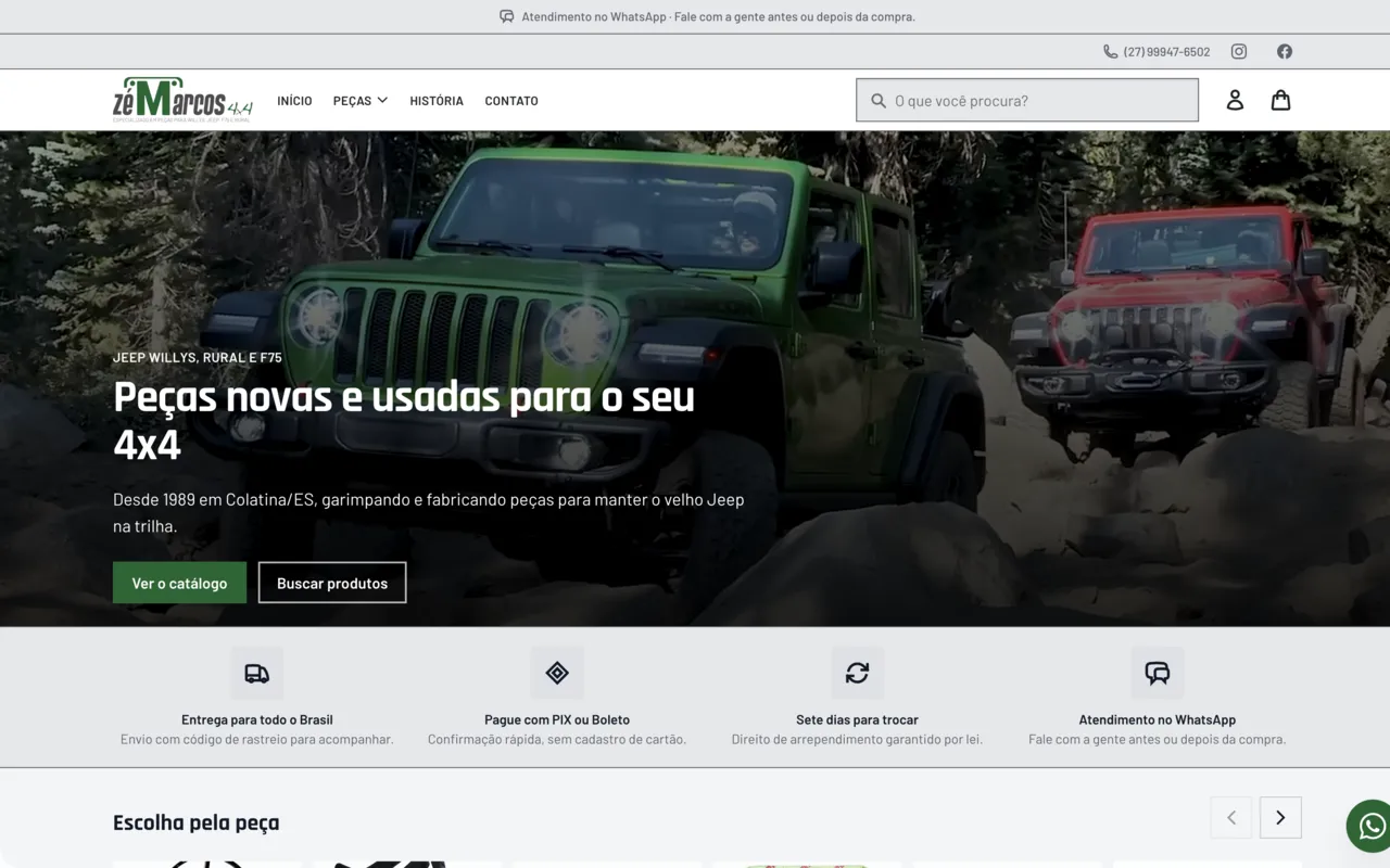 Loja Zé Marcos 4x4, peças para Jeep