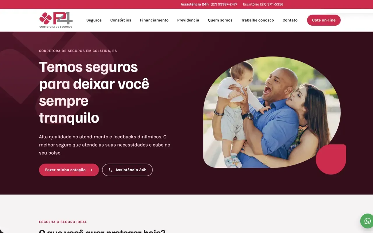 Site da P4 Corretora de Seguros
